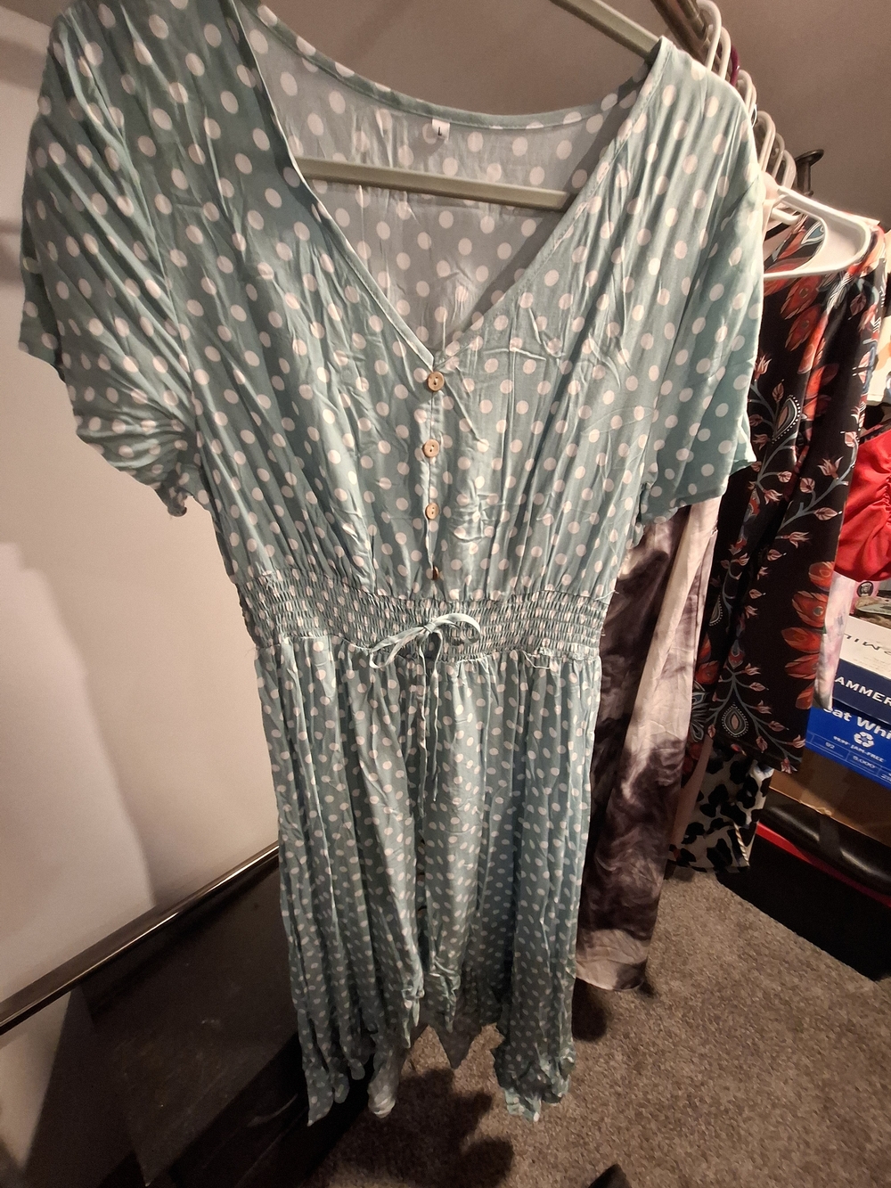 Polka Dot High-Low Dress in Light Mint NWOT